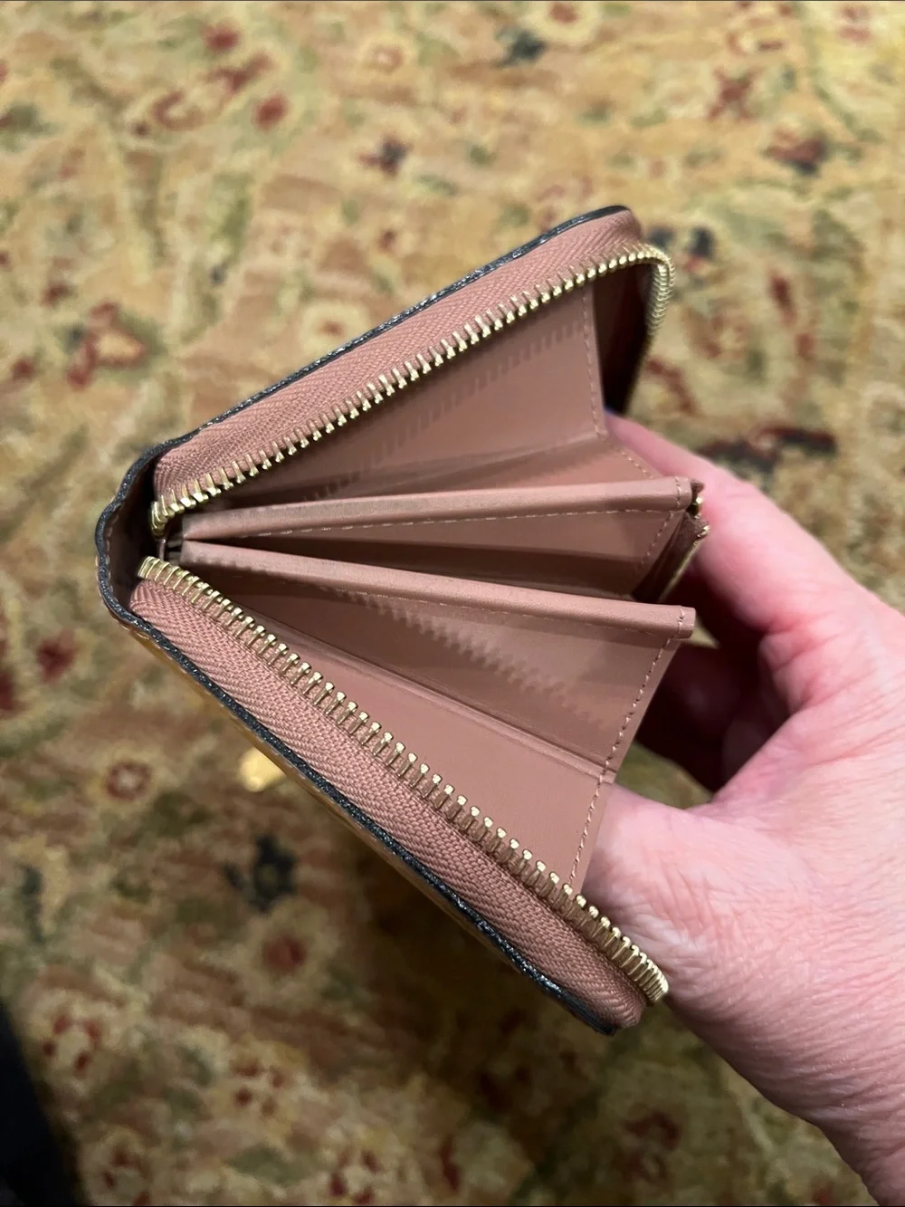 Louis Vuitton Vernis Zip Wallet in Nude Brown Patent